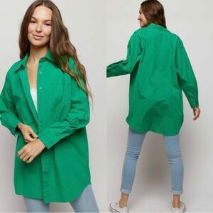 Bright Green Long Sleeve Shirt Dress